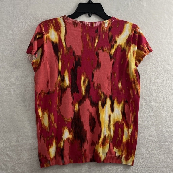 Calvin Klein Silk Blend Top Woman Multicolor Short Sleeve~Size XL - Picture 6 of 6